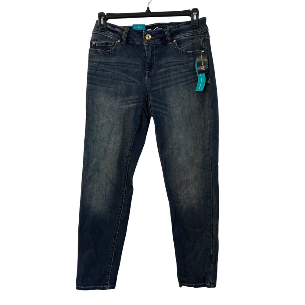 INC Womens Skinny Jeans 8S Curvy Fit Blue Dark Wash Mid Rise Stretch Denim